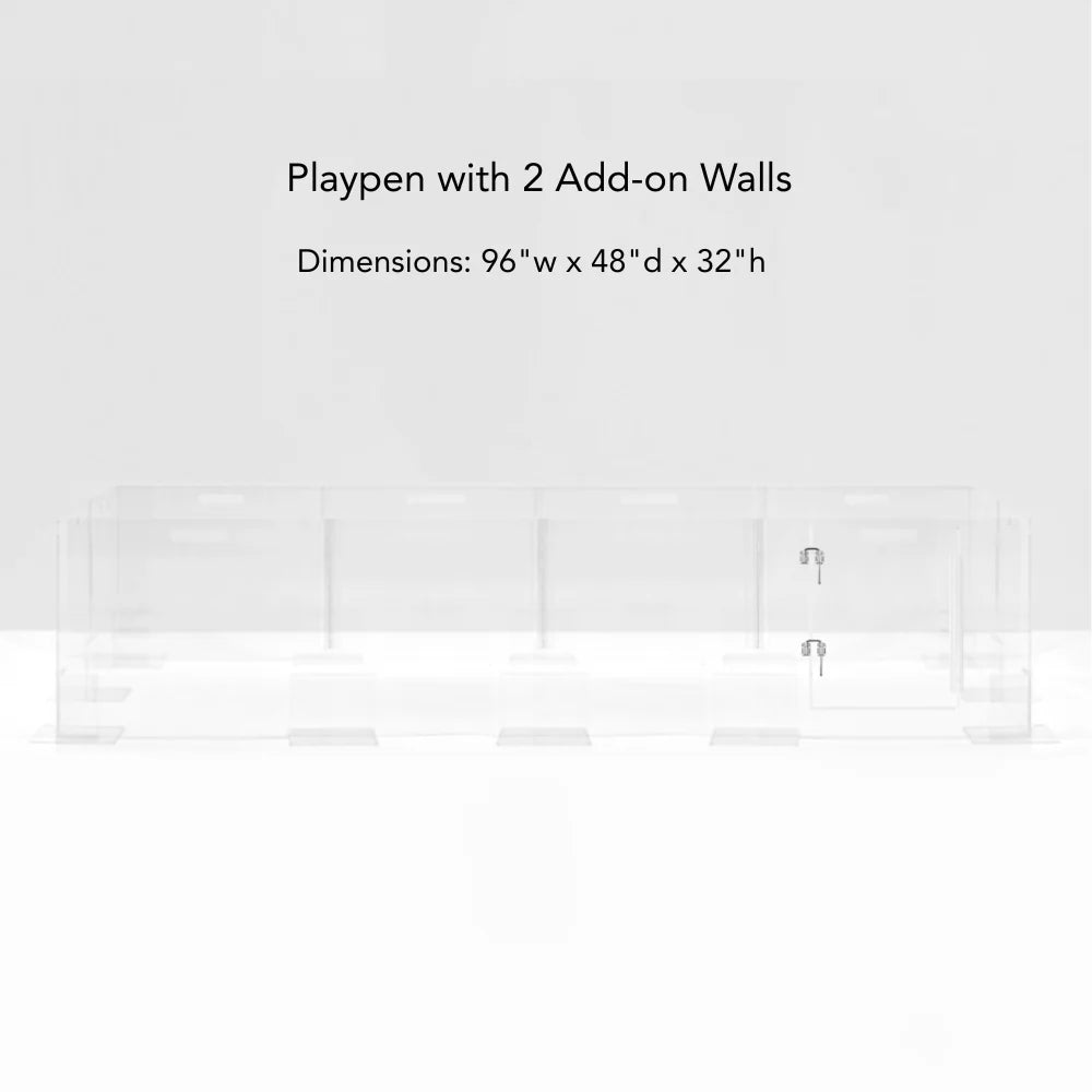 Pet playpen with dimensions labeled on a white background