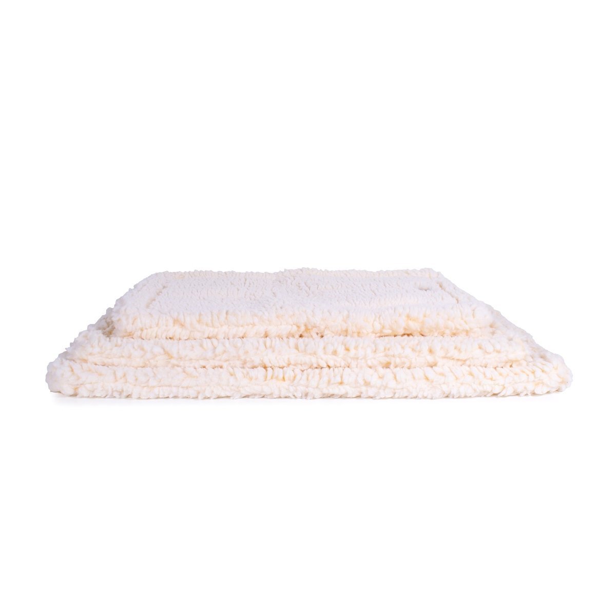 White fluffy pet cushion on a white background
