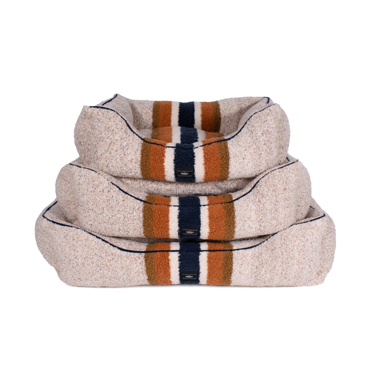Shinola Stripe Kuddle Berber Dog Bed Oatmeal