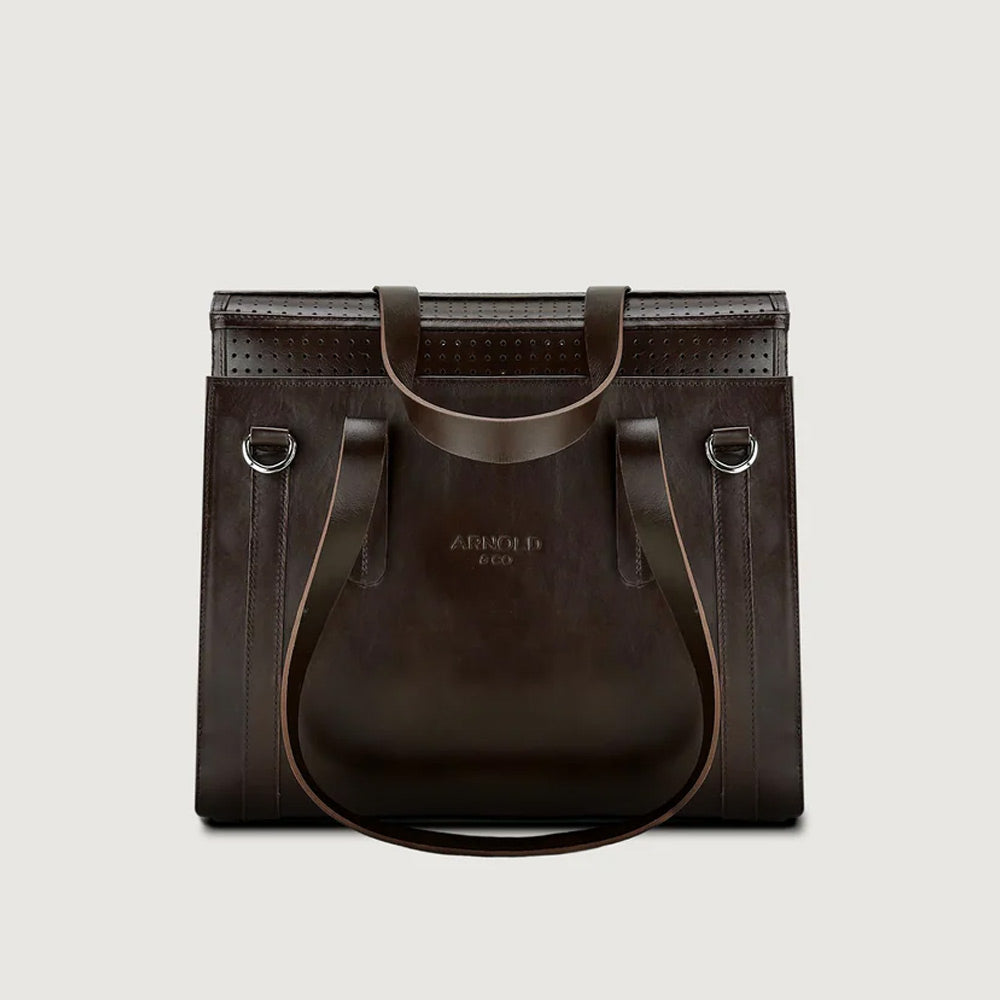 Brown leather handbag for tiny dogs
