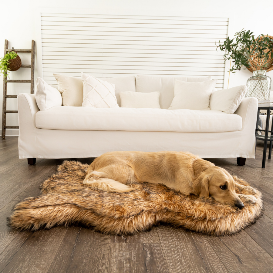 PupRug faux fur orthopedic dog bed in sable tan, photo 10