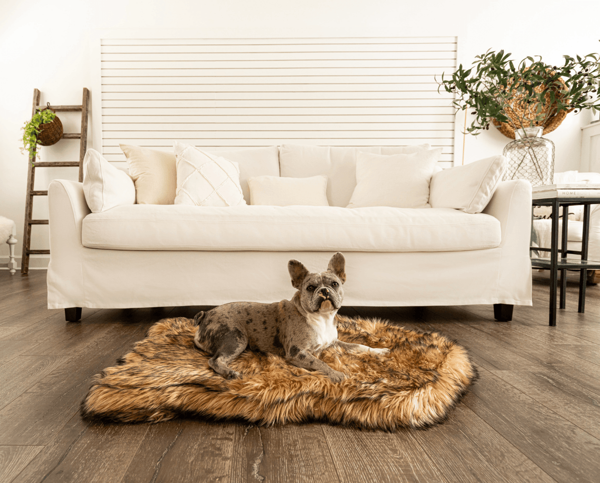 PupRug faux fur orthopedic dog bed in sable tan, photo 5