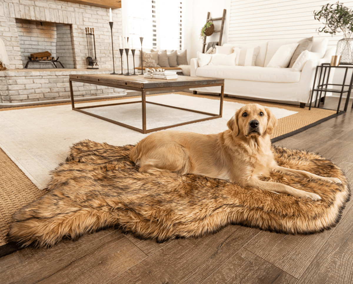 PupRug faux fur orthopedic dog bed in sable tan, photo 3
