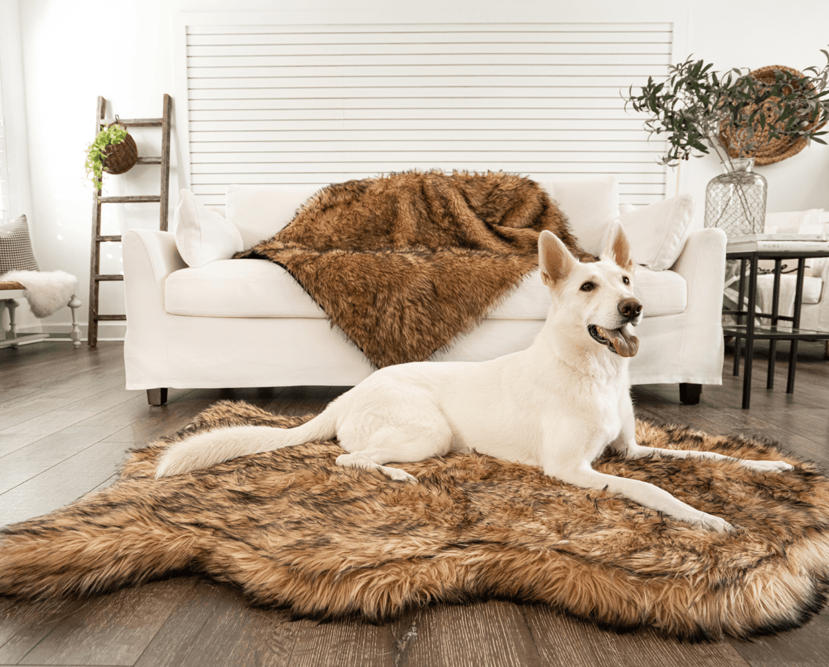 PupRug faux fur orthopedic dog bed in sable tan, photo 7