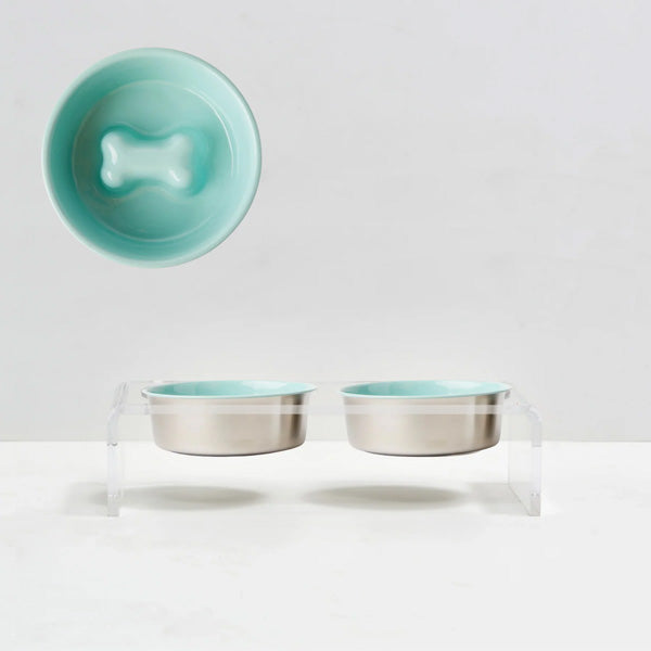 Slow Feeder Dog Bowls with Acrylic Stand