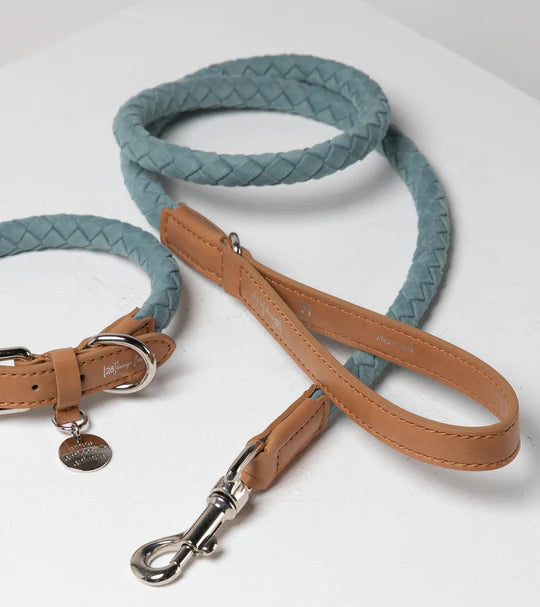 Ferdinando Microfiber Dog Collar Leash Set - Blue