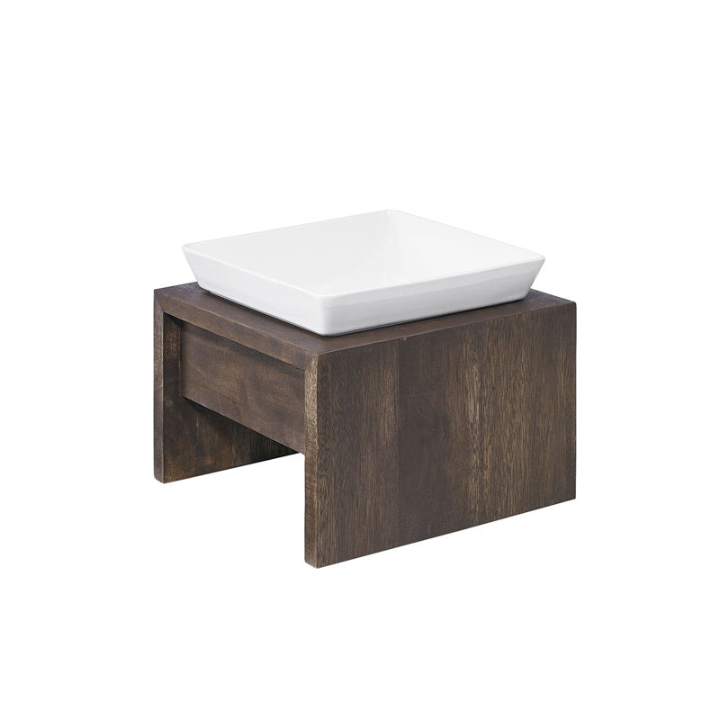 walnut dog bowls stand with ceramic bowls