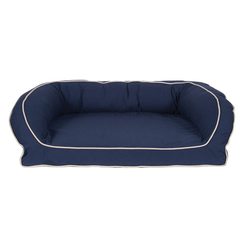 Orthopedic canvas bolster dog bed in navy