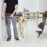 The best looking clear acrylic pet gate in zig zag form from Hiddin Pets.