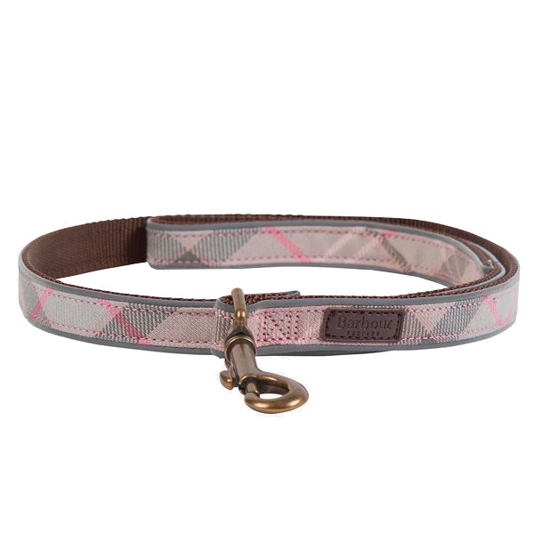 Barbour dog leash in tartan pink color.