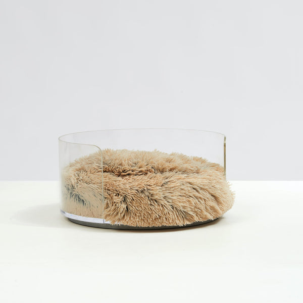 Hiddin Clear Lucite Round Cat & Dog Bed with Donut Cushion
