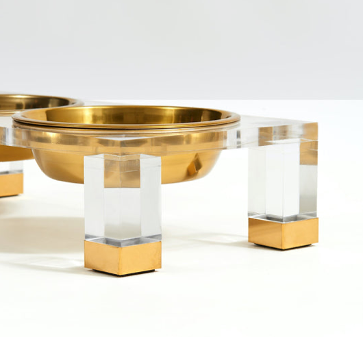 Elevated Dog Feeder with Double Gold Bowls