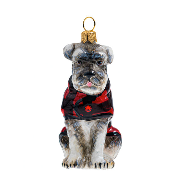 Glass dog Christmas schnauzer dog ornament with floppy ears from Joy To the World