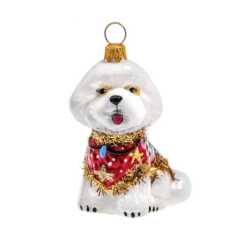 Joy To The World Ugly Christmas Sweater Bichon Frise Ornament