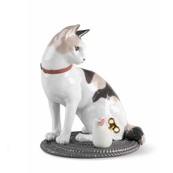 Lladro Cat & Mouse Game Porcelain Figurine