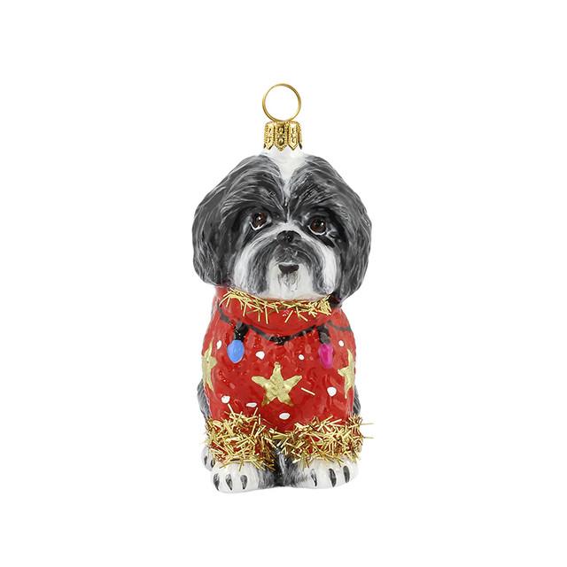 Shih Tzu Ornament in Ugly Christmas Sweater