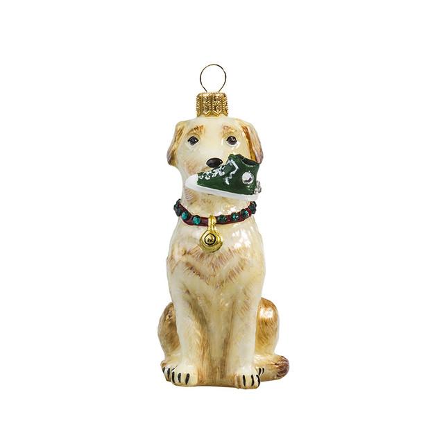 Yellow Lab Ornament with Sneaker
