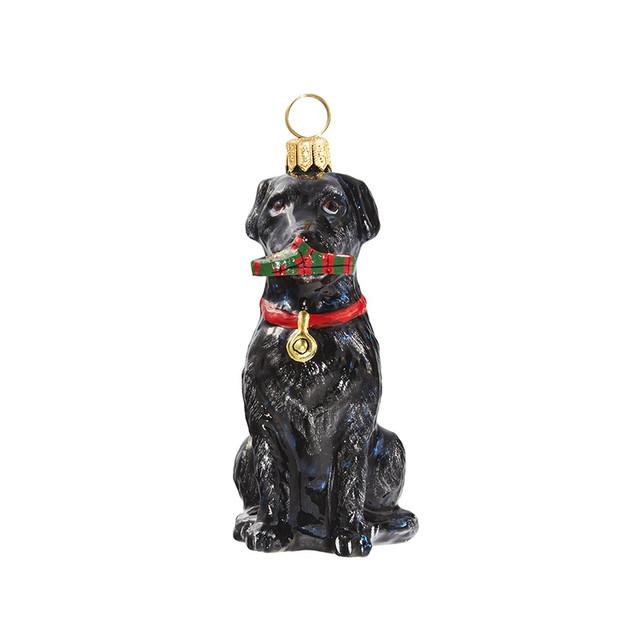 Black Lab Ornament in Tartan Plaid Slipper