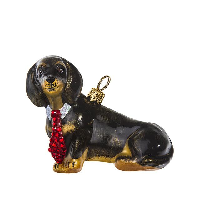 Black Dachshund With Tie Ornament