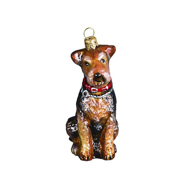 Welsh Terrier Christmas Glass Ornament