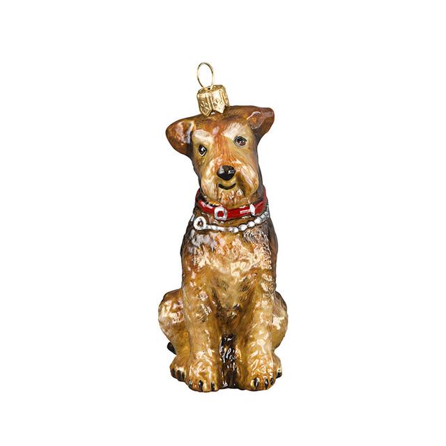 Airedale Glass Christmas Ornament by Joy To The World