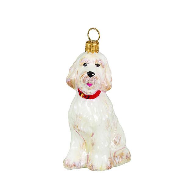 Goldendoodle Glass Christmas Ornament from Joy To The World