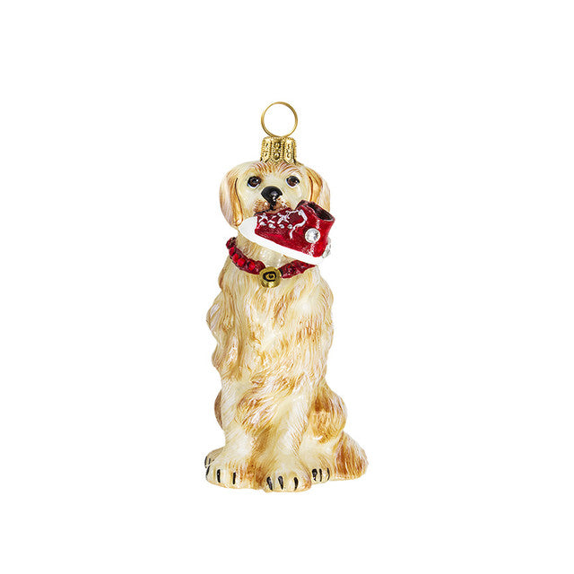 Golden Retriever Holding Sneaker Ornament from Joy To the World.