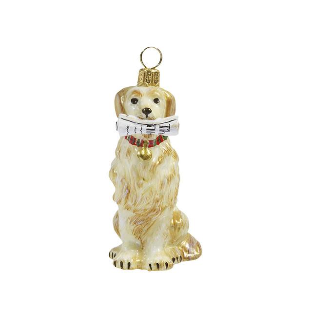 Golden Retriever with Newspaper Ornament from Joy To the World