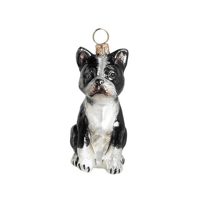 Joy To The World Boston Terrier Glass Ornament