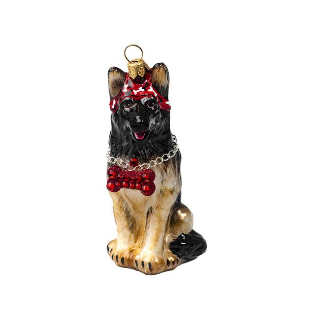 German Shepherd Ornament with Dog Bone