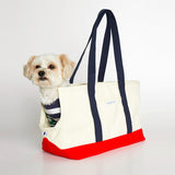 Constantin canvas tote dog bag carrier in navy and white color