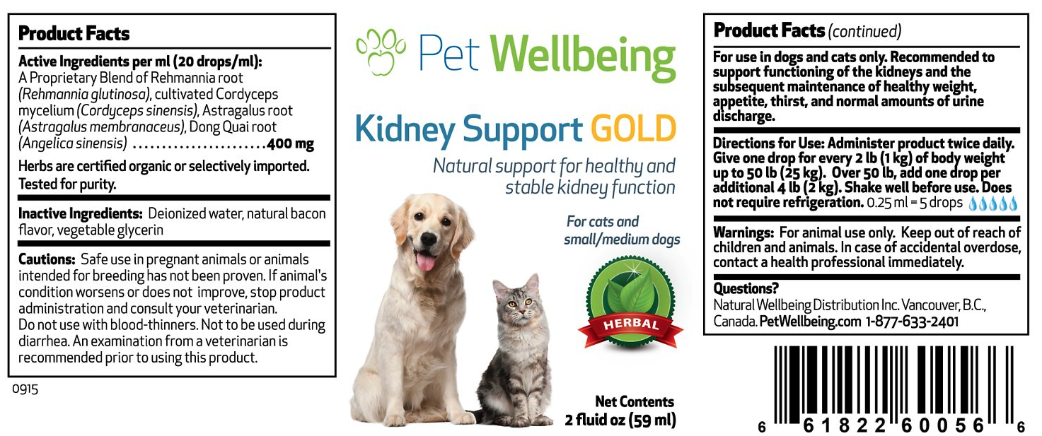 Pet Wellbeing ingredients list for Kidney Support
