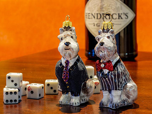 Joy To The World Collectibles make the best gift for dog lovers. Glass luxury Schnauzer ornaments in Tuxedo.