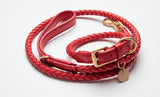 Red leather italian leather designer dog collar