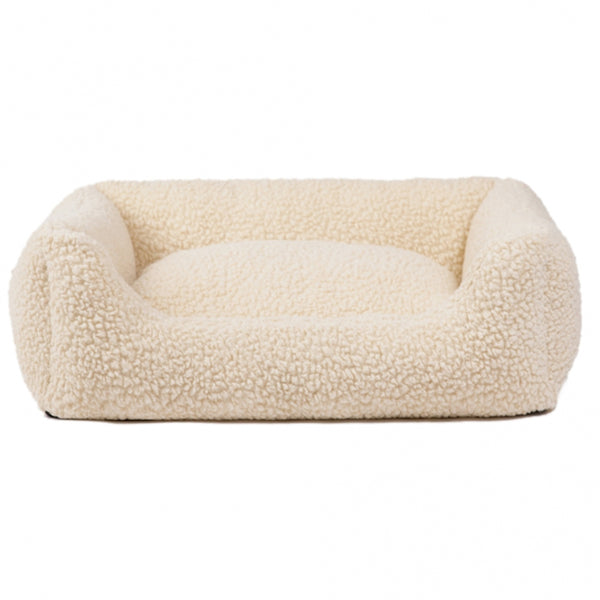 Beige color boucle wool pet bed from 2.8 Designs