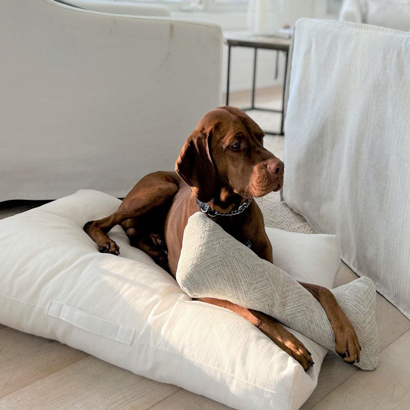 Washed white cotton linen dog cushion for large dogs