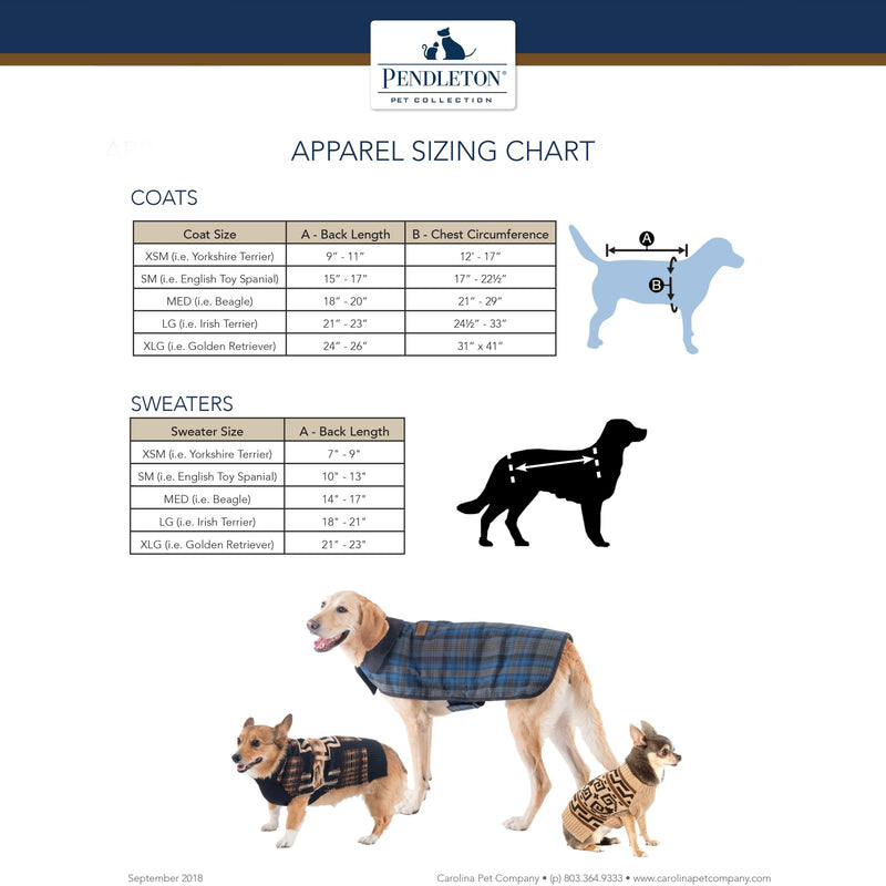 Dog Coat Size Chart Pendleton
