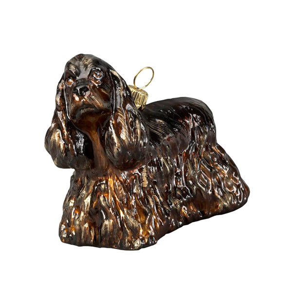 cocker spaniel glass dog ornament for christmas