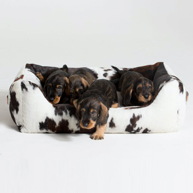 Cowhide Farmhouse Dog Bed - Small to XL