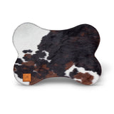 Stylish cowhide dog placemat for dog feeding area