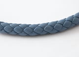 Luxury braided leather dog leash in blue color