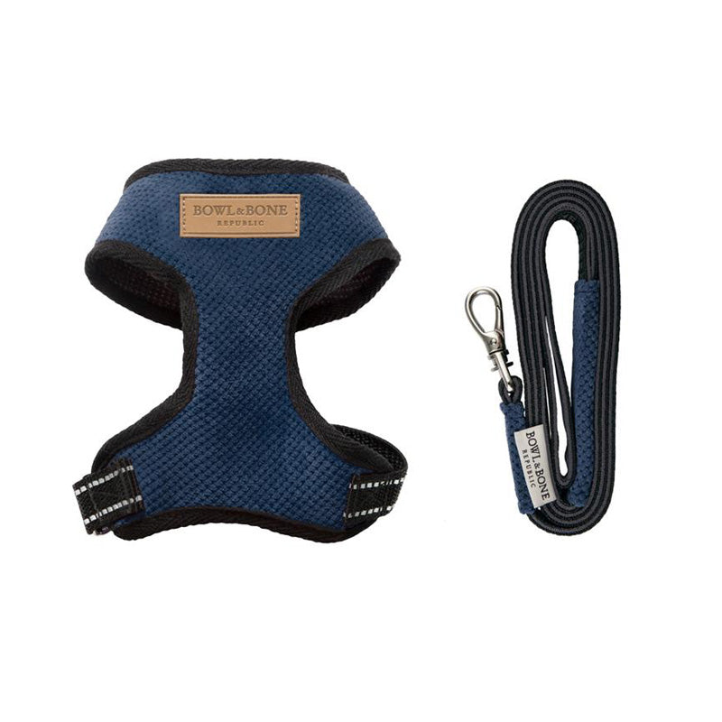 Stylish dog harness fro small dogs in navy color