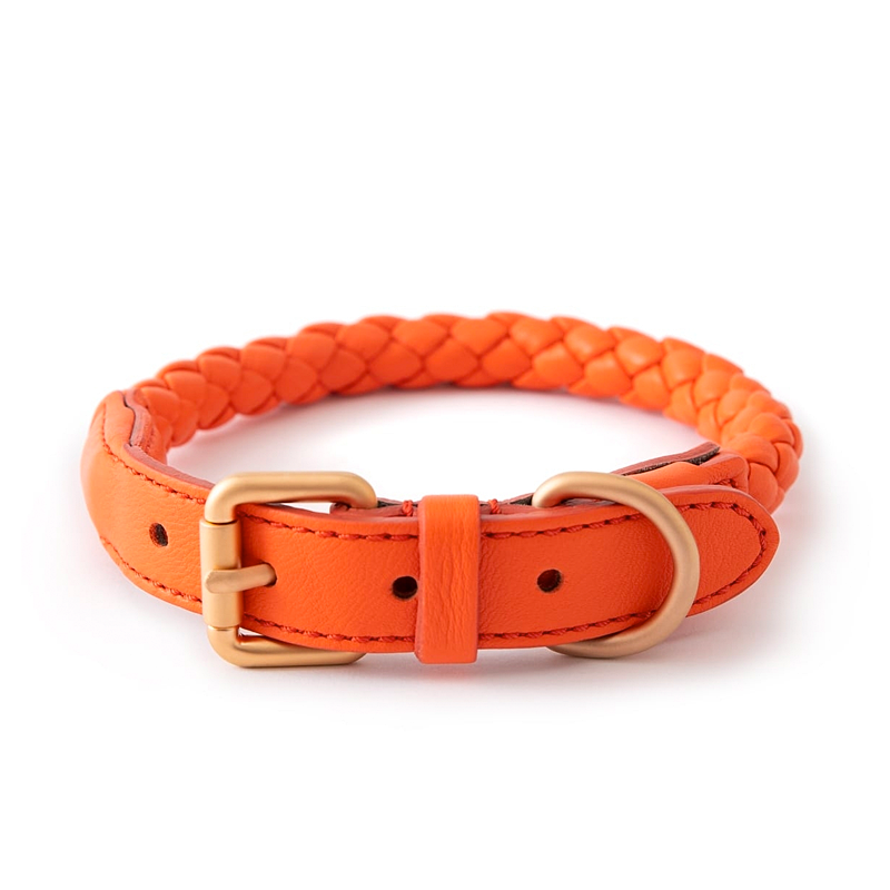 Ferdinando Italian Leather Collar - Orange