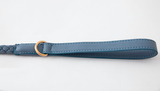 High quality nappa leather dog leash in blue color