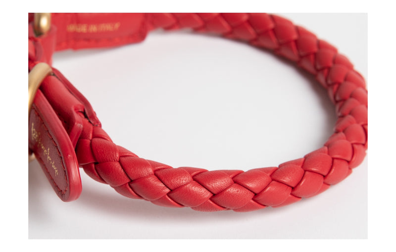 Luxury Designer Red Monogram Dog Collar In XS, S, M, L, XL