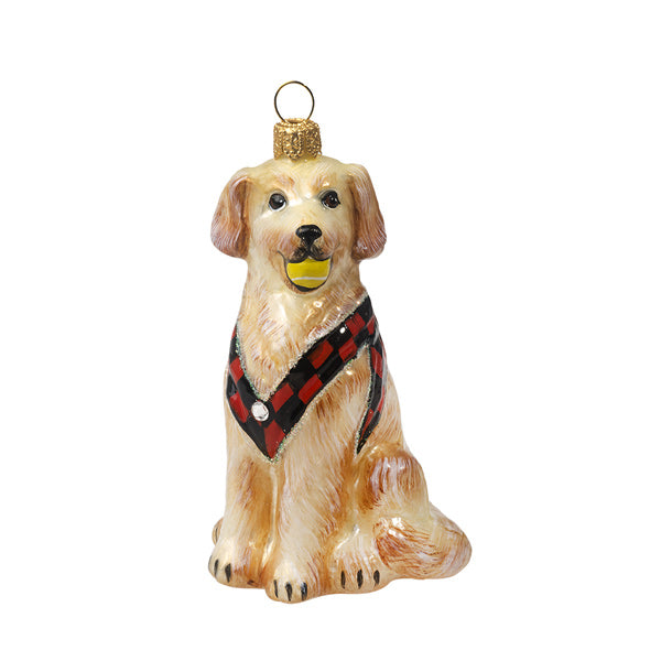 Joy To The World Golden Retriever Dog Christmas Ornament