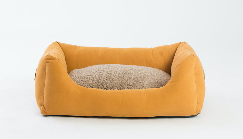 Henri Cotton Canvas Dog Bed Ochre