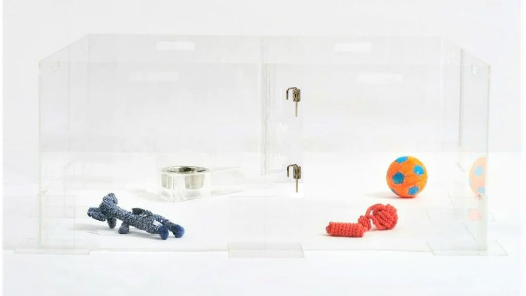 Clear acrylic dog playpen from Hiddin