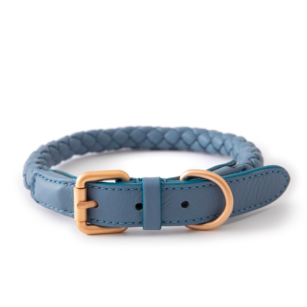 Due punto otto italian dog collar in blue leather