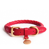BRANNI, Small Dog Collar in Red Leather (Made in Italy)